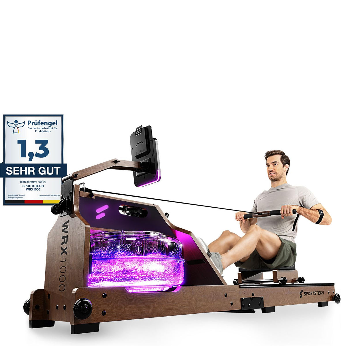 Sportstech, Wasserrudergerät + 3-Fach individuell verstellbar WRX1000