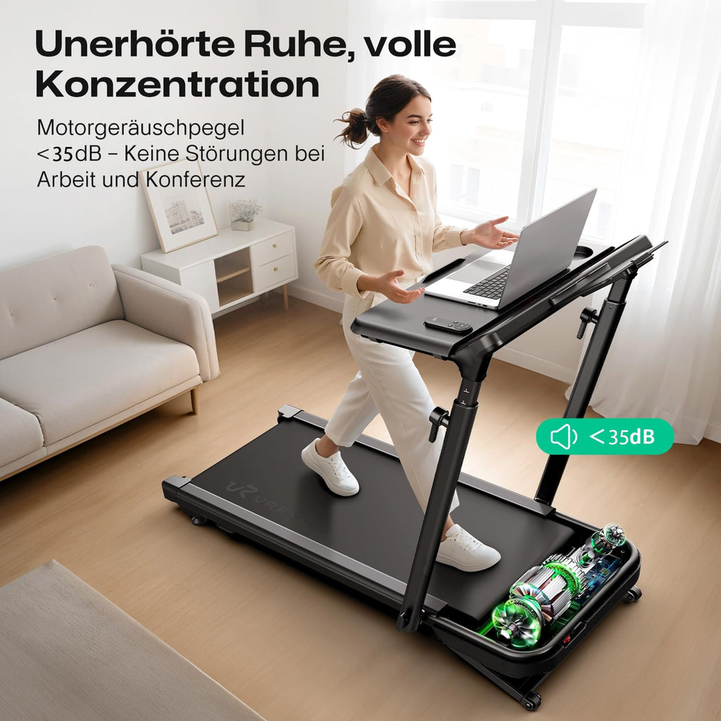 UREVO Smart Laufband mit Auto-Steigung und Schreibtisch-Workstation