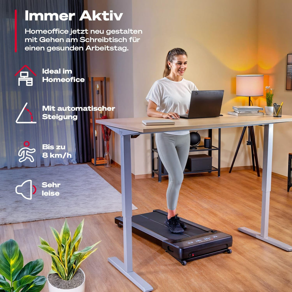 Spad500 Laufband, 126 x 58 x 15,8 cm, 27,6 kg, 120 kg max. Benutzergewicht, 1-8 km/h, 1838 W, Bluetooth