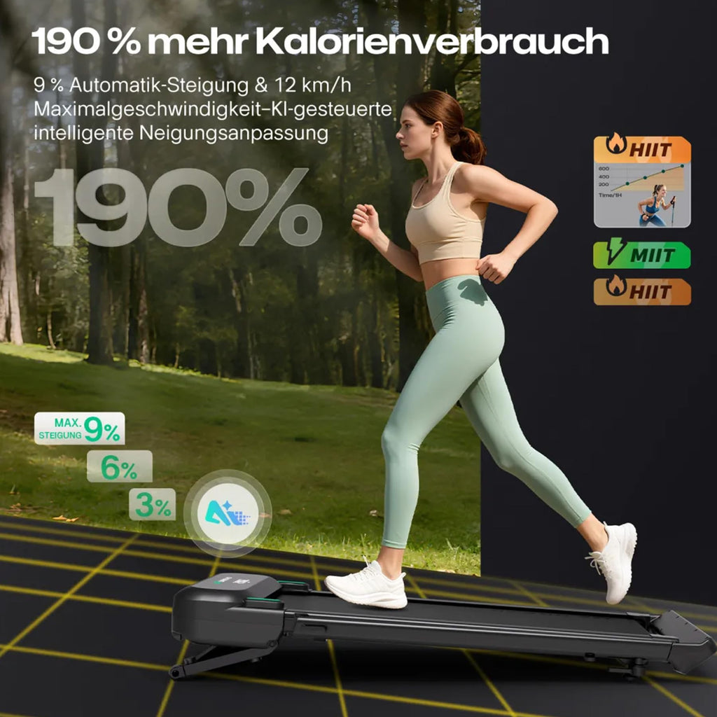 UREVO Smart Laufband mit Auto-Steigung und Schreibtisch-Workstation