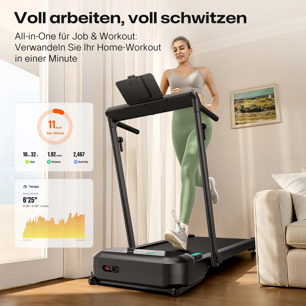 UREVO Smart Laufband mit Auto-Steigung und Schreibtisch-Workstation