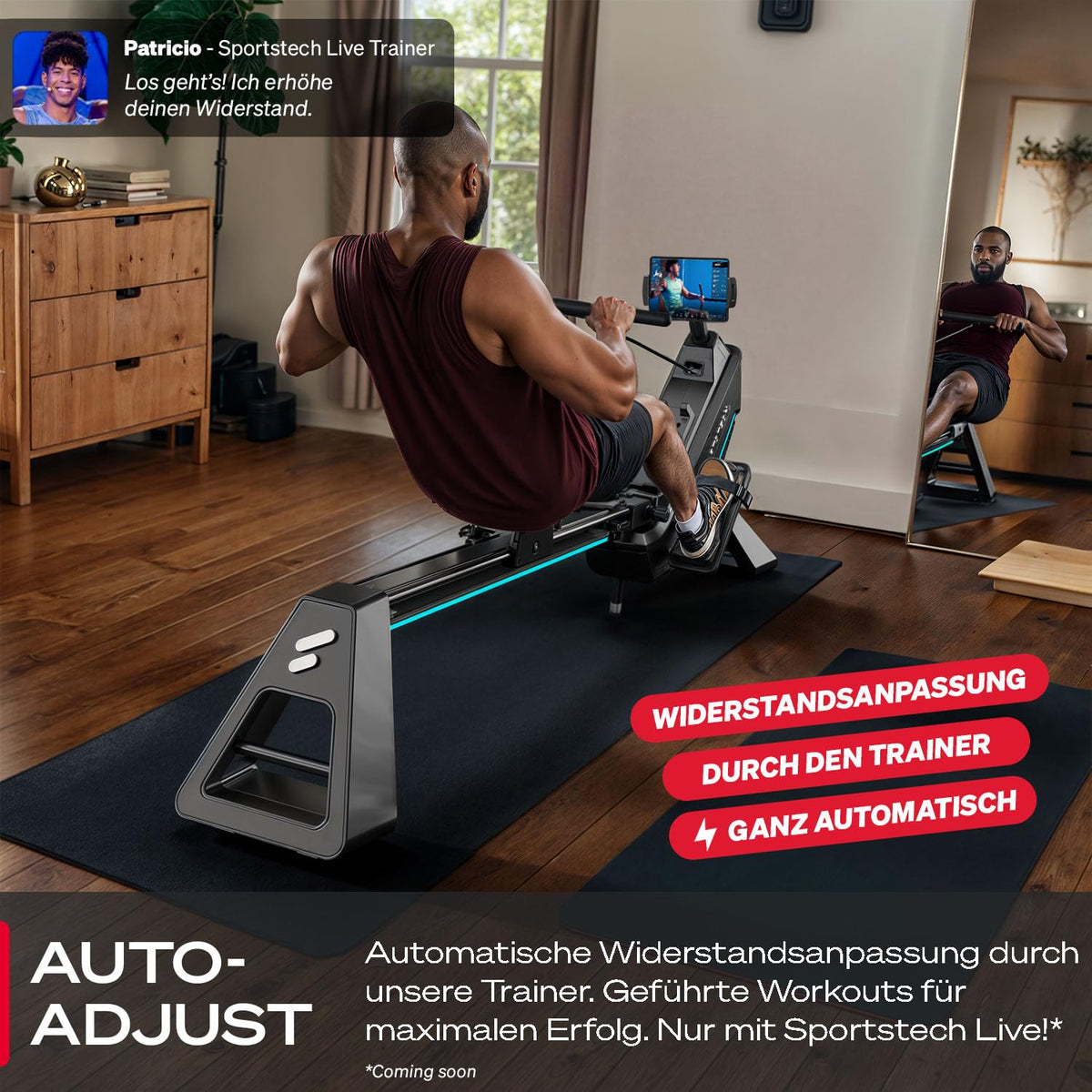 Sportstech Rudergerät für Zuhause, rudergeräte 24 Widerstandsstufen, sRow